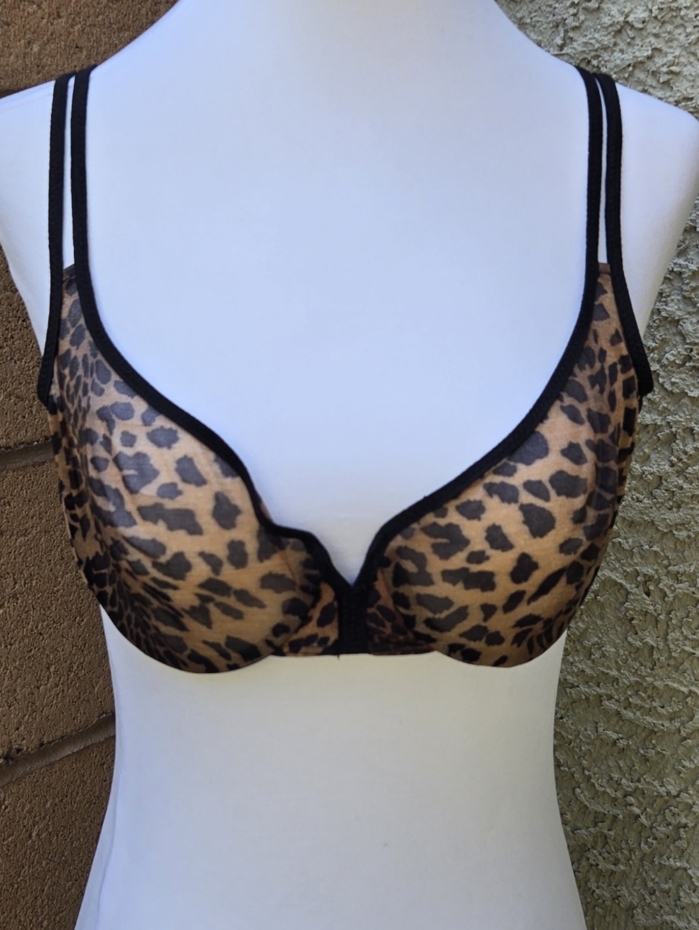 Victoria's Secret Vintage 1997 Leopard Print Underwire Bra - Black & Brown